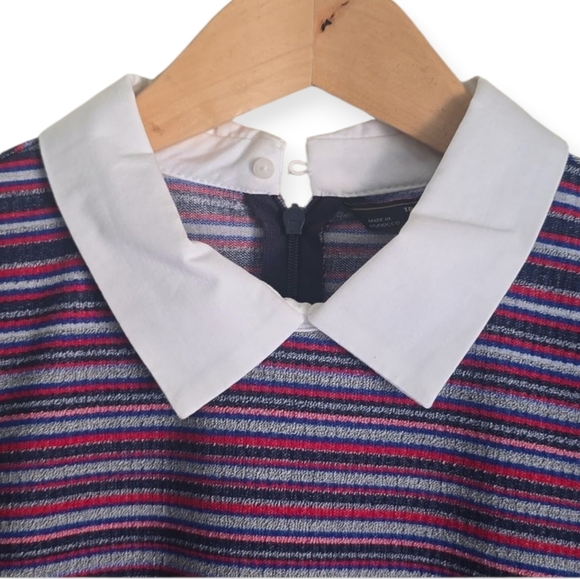 Zara Trafaluc Collection Striped Sleeveless White Collar Shift Dress - Picture 7 of 16